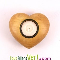 Bougeoir de table en bois, coeur