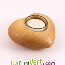 Bougeoir de table en bois, coeur