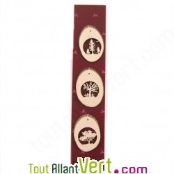 Suspension en bois pour No�l, lot de 3