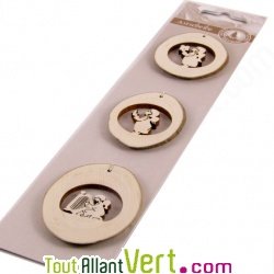 3 Suspensions en bois pour No�l, anges