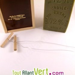 Barre savon de Marseille et coffret en bois, 2,5 kg