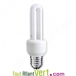 Ampoule Droite Fluocompacte 9W eq. 45W embase E27 400 lm