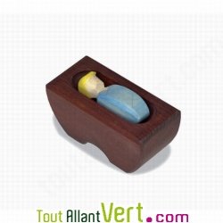Figurine de J�sus dans son berceau en bois, 9 cm