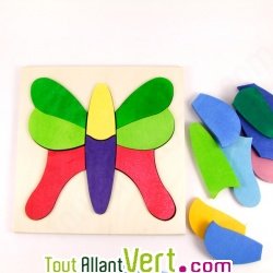 Jeu d\'�veil puzzle cr�atif 4 papillons en bois multicouleurs 21x21cm