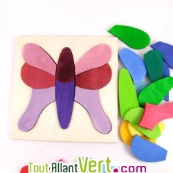 Jeu d\'�veil puzzle cr�atif 4 papillons en bois multicouleurs 21x21cm