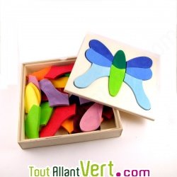 Jeu d\'�veil puzzle cr�atif 4 papillons en bois multicouleurs 21x21cm