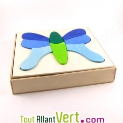 Jeu d\'�veil puzzle cr�atif 4 papillons en bois multicouleurs 21x21cm