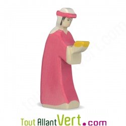 Gaspard en bois, le roi mage en rouge 13,5 cm