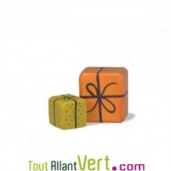 Figurine en bois: 2 paquets cadeaux 4x2.5cm et 2.5x2.5cm