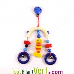 Hochet Mini Trap�ze Poisson en bois � accrocher pour b�b�