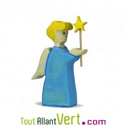 Ange bleu clair avec baguette �toile 12cm