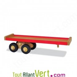 Semi-remorque rouge en bois 10x49 cm