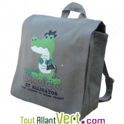Sac � dos enfant Croco en coton bio 23 x 23 x 7,5 cm