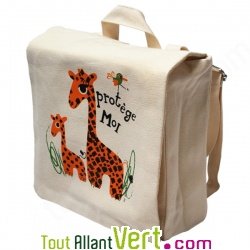 Sac � dos enfant Girafe en coton bio 23 x 23 x 7,5 cm