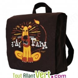 Sac � dos enfant Lion en coton bio 23 x 23 x 7,5 cm