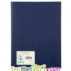 Prot�ge documents bleu fonc� en polypro recycl�, 30 pochettes, Forever