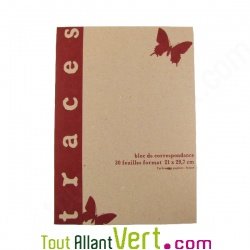 Bloc de correspondance rustique Papillon recycl� A4