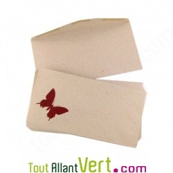 Enveloppes rustiques Papillon en papier recycl� 110x220 lot de 25
