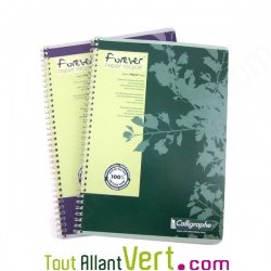 Cahier recycl� spirale A4 Grands carreaux 100p 70g Forever