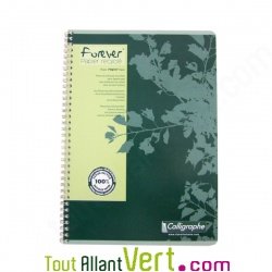 Cahier recycl� spirale A4 Grands carreaux 100p 70g Forever
