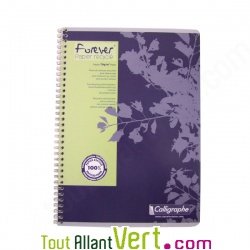 Cahier recycl� spirale A4 Grands carreaux mauve 100p 70g Forever