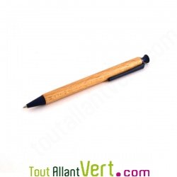 Stylo bille r�tractable en bois de h�tre, encre gel bleu