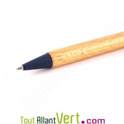 Stylo bille r�tractable en bois de h�tre, encre gel bleu