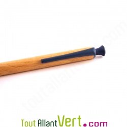 Stylo bille r�tractable en bois de h�tre, encre gel bleu