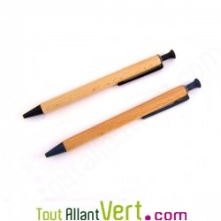 Stylo bille r�tractable en bois de h�tre, encre gel