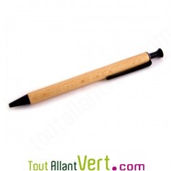 Stylo bille r�tractable en bois de h�tre, encre gel noir