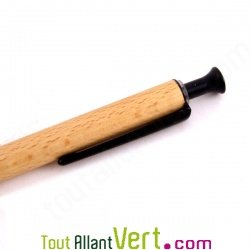 Stylo bille r�tractable en bois de h�tre, encre gel noir