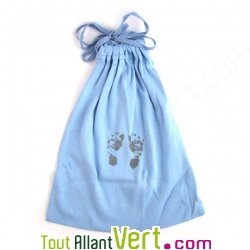 Sac bleu en coton bio, 22X28cm