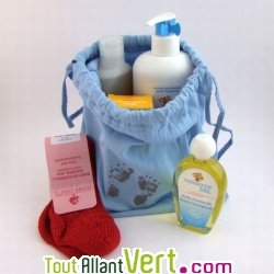 Sac bleu en coton bio, 22X28cm
