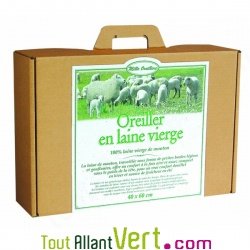 Oreiller en laine vierge bio, 40 x 60 cm et housse en coton biologique Mille Oreillers