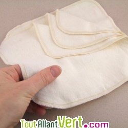 Lingettes lavables et rutilisables bb coton bio x5