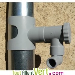 Collecteur d\'eau de pluie sans coupe de goutti�re ronde gris 80 � 100mm