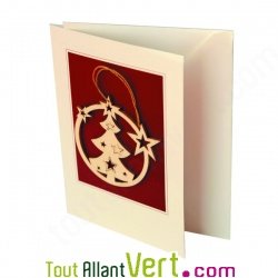 Carte de voeux avec suspension sapin et enveloppe