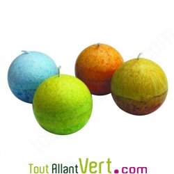 Bougies rondes d�coratives, lot de 4, en st�arine 100% v�g�tale