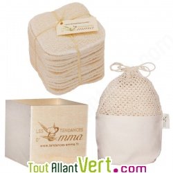 Kit 15 disques � d�maquiller lavables coton et molleton bio + filet