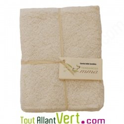 Kit lingettes b�b� lavables coton et molleton bio pour le change, filet et boite en bois