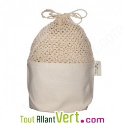 Kit lingettes b�b� lavables Molleton bio pour le change, filet et boite en bois