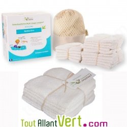 Kit lingettes essuie-tout lavables et le filet pour machine � laver