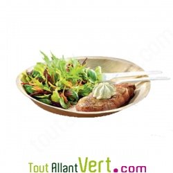 Assiette palmier ronde 24cm biod�gradable, lot de 25