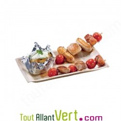 Plat rectangulaire palmier 16.5x23.5cm biod�gradable, bords carr�s, lot de 25