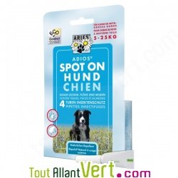 Pipette anti-parasites, tiques et puces naturel pour chiens, Aries