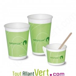 Gobelet en carton cellulose jetable � usage unique bio, pour boissons froides et chaudes