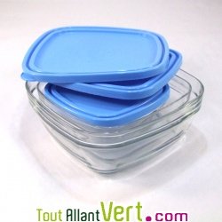 3 boites de conservation en verre avec couvercle