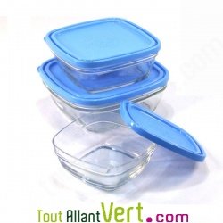 3 boites de conservation en verre avec couvercle