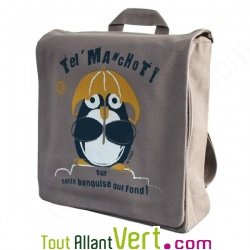 Sac � dos enfant Manchot sur la banquise en coton bio 23 x 23 x 8 cm