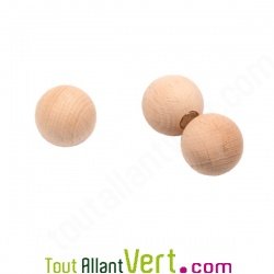 Aimant boule en bois naturel, lot de 3